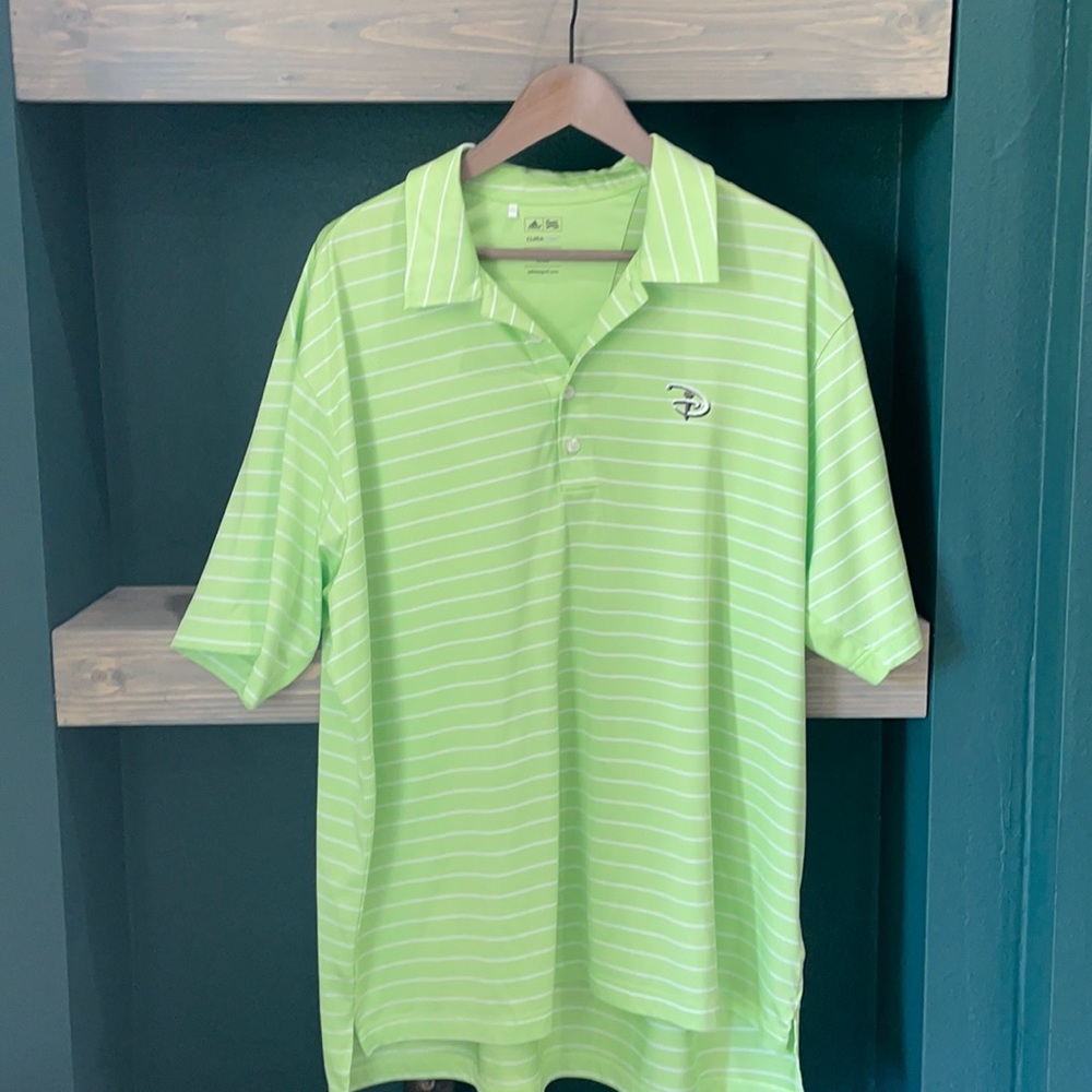 Adidas Disney Lime Green Striped Polo